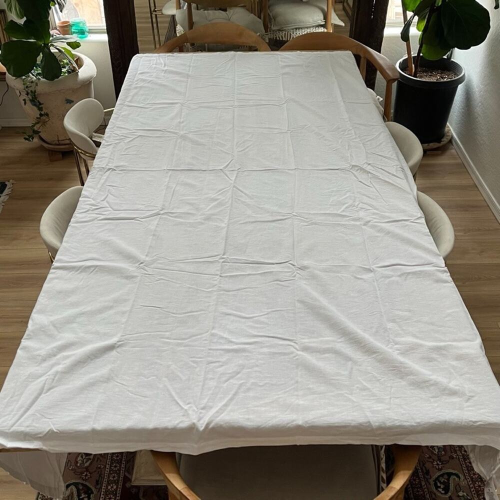 Pottery Barn Design Crew Basics Cotton Linen White Tablecloth 70” x 90”